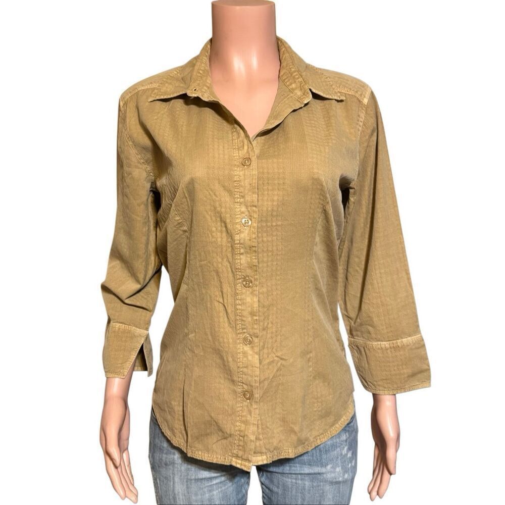 Weekendz off  3/4 sleeve faint striped detail blouse M